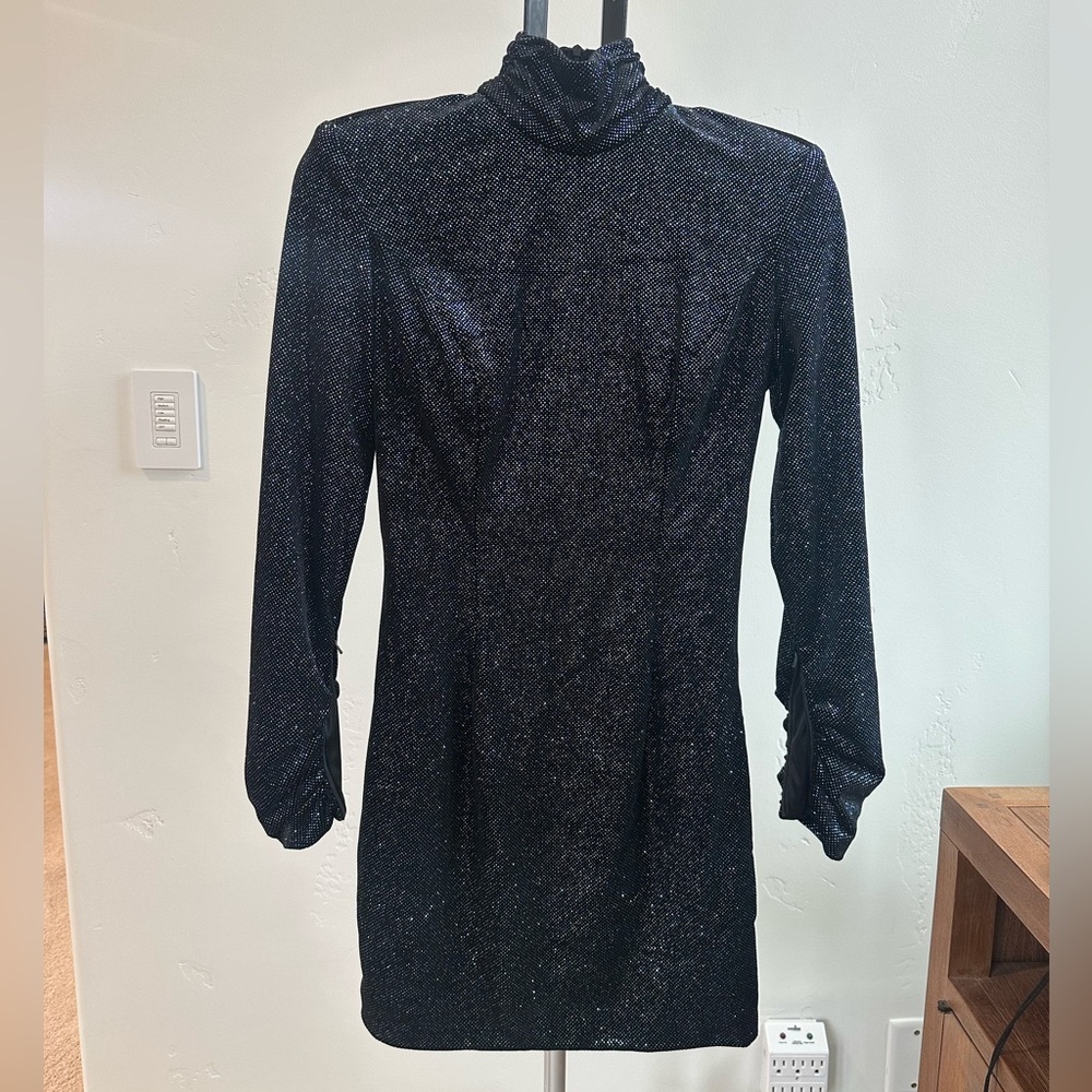 Jovani Sparkling Black Long Sleeve Dress - Picture 3 of 8